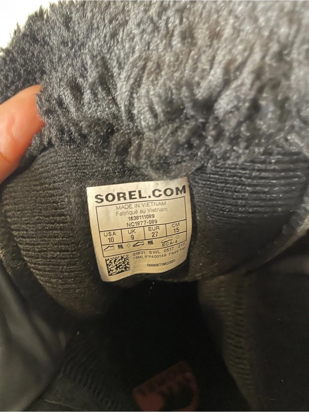 Sorel Outdoor Snow Commander Boots Sz 10 Children’s Unisex Black Winter